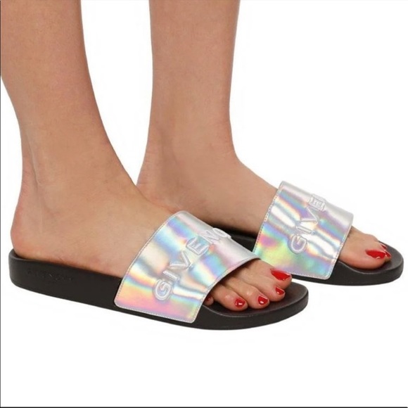 Givenchy logo metallic pool slides size 37 - Picture 1 of 6